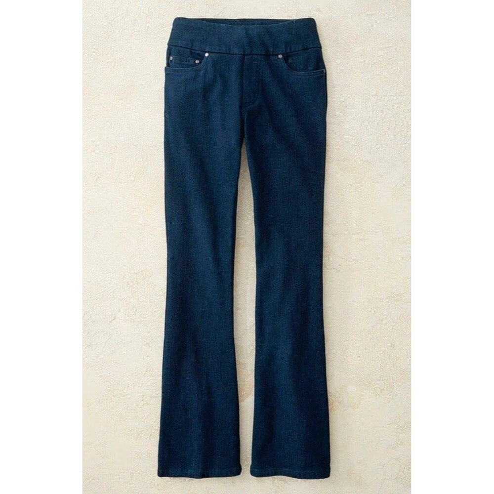 NEW Coldwater Creek Knit Denim Pull-On Bootcut Jeans Sz 10P | MSRP $99.95